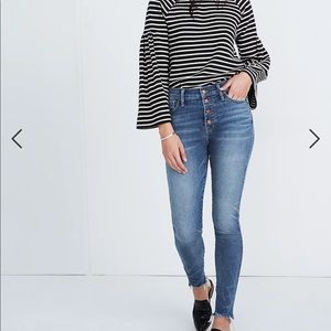 Madewell Tall 10" High-Rise Skinny Jeans in Cordova Wash: Button-Front 36T NWT